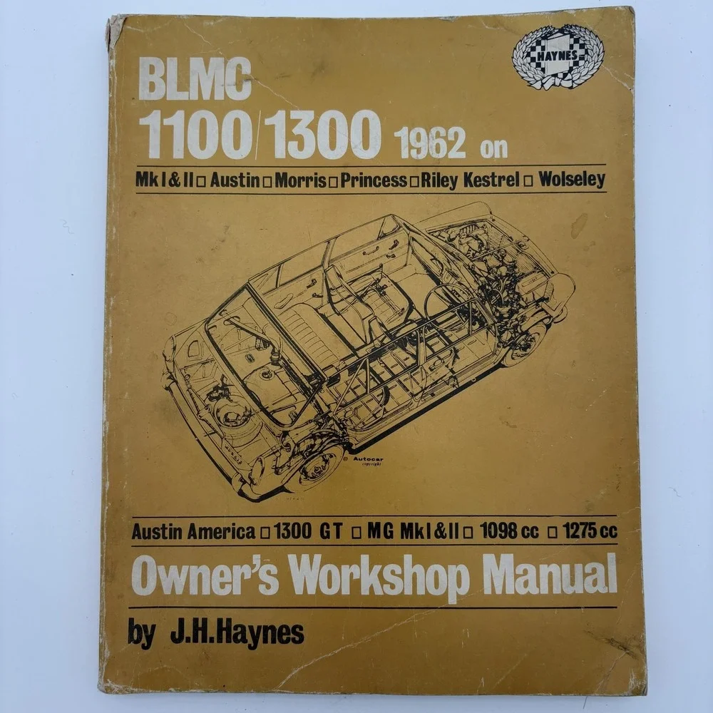 Vintage BLMC 1100/1300 Owner's Workshop Manual J.H. Haynes Yellow Paperback Book